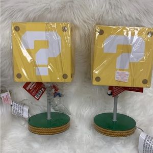 2 Super Mario Question Block Table Lamp with Mario Chain Pull